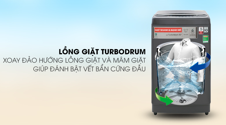 Công nghệ Turbo Drum giảm nhăn quần áo - Máy giặt LG Inverter 13 kg TH2113SSAK