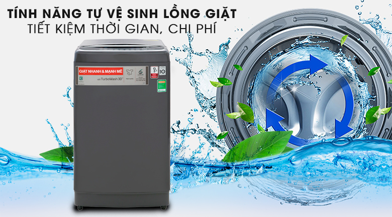 Vệ sinh lồng giặt tự động - Máy giặt LG Inverter 13 kg TH2113SSAK