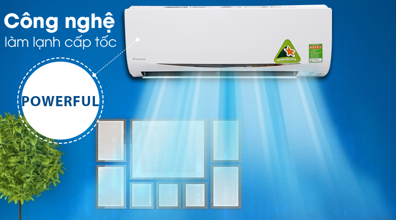 Làm lạnh nhanh Powerful - Máy lạnh Daikin Inverter 1 HP FTKC25RVMV